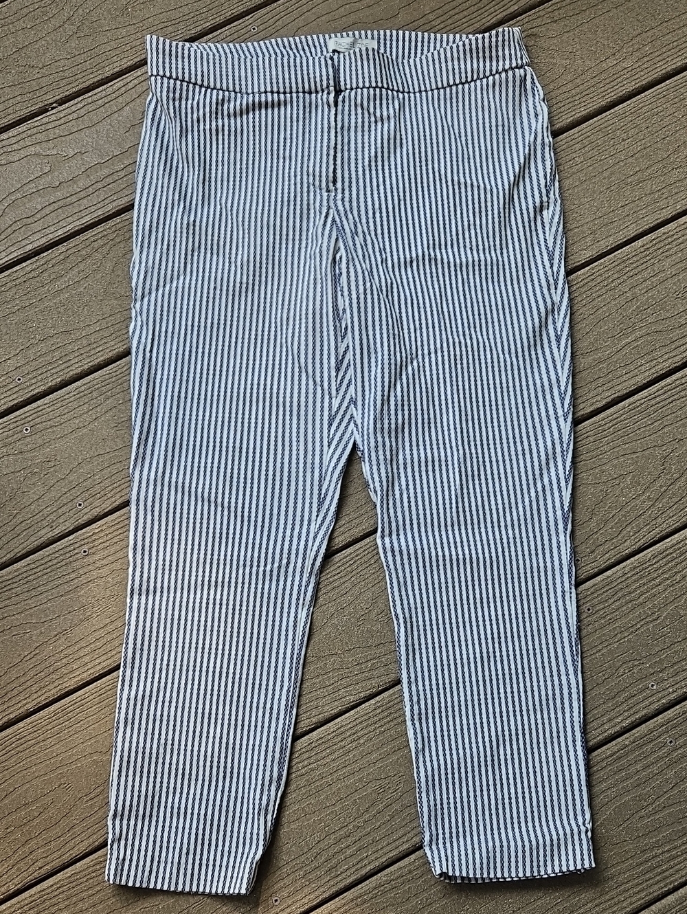 Rachel Zoe Navy and White Striped Cropped Pants 10